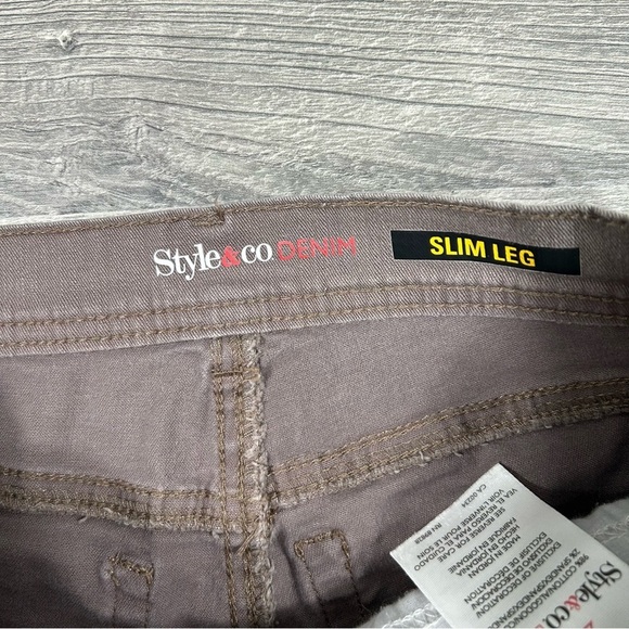 Style & Co Denim Taupe Slim Leg Pants - Picture 4 of 6